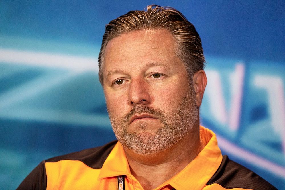 Zak Brown, CEO, McLaren Racing, in the team principals Press Conference