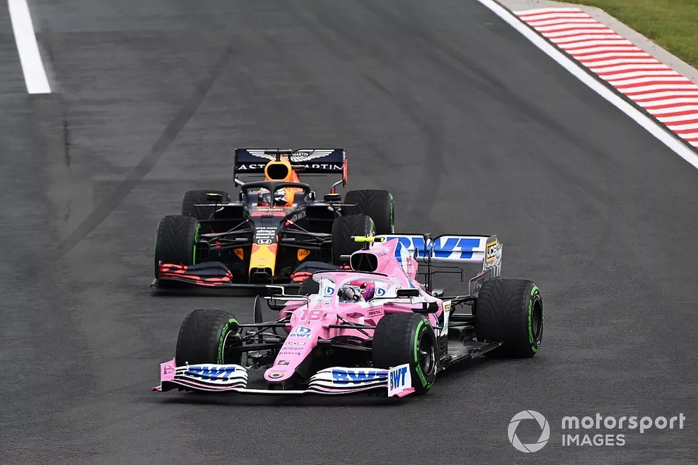 Lance Stroll, Racing Point RP20, devant Max Verstappen, Red Bull Racing RB16