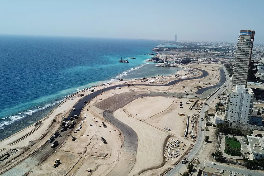 أعمال البناء في حلبة جدة للفورمولا واحد