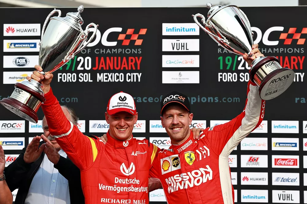 Les deuxi&egrave;mes de la ROC Nations Cup, Sebastian Vettel et Mick Schumacher pour le Team Allemagne