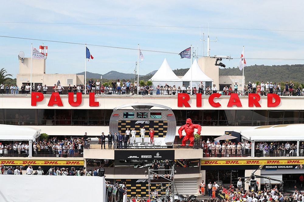 El podio del GP de Francia: 1&ordm; Lewis Hamilton, 2&ordm; Valtteri Bottas, 3&ordm; Charles Leclerc