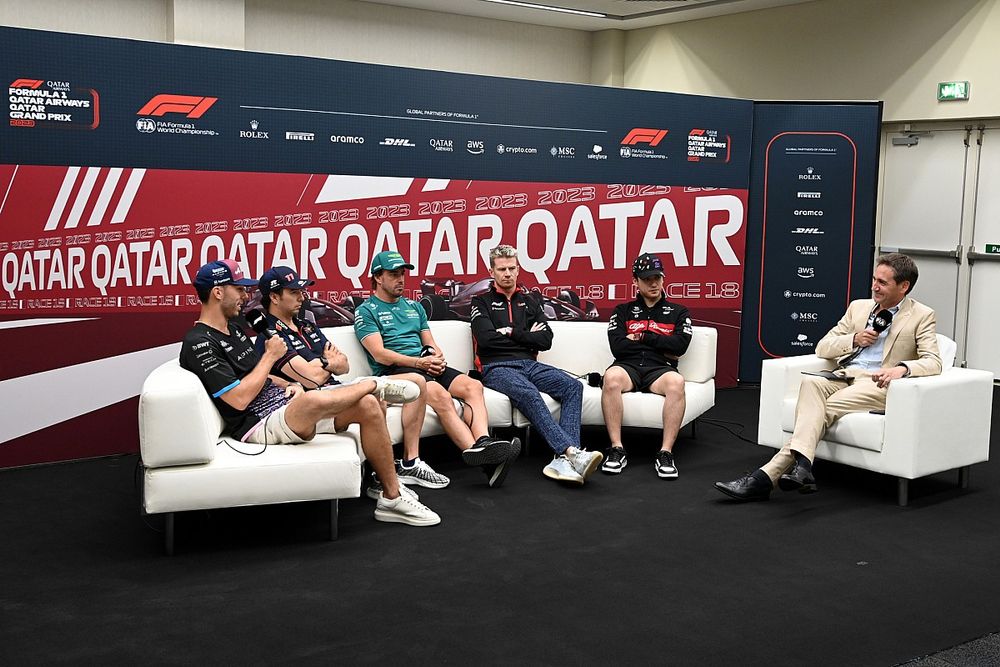 Pierre Gasly, Alpine F1 Team Sergio Perez, Red Bull Racing Fernando Alonso, Aston Martin F1 Team Nico Hulkenberg, Haas F1 Team Zhou Guanyu, Alfa Romeo F1 Team Press Conference