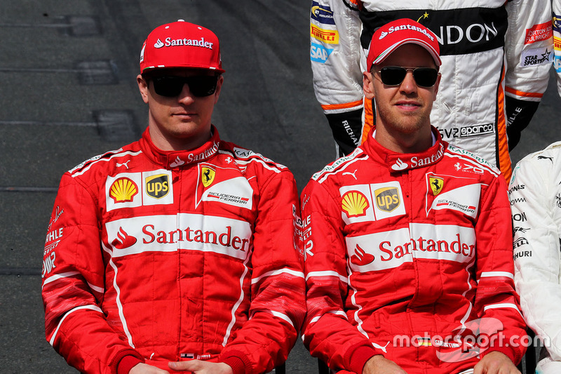 Kimi Räikkönen, Ferrari; Sebastian Vettel, Ferrari