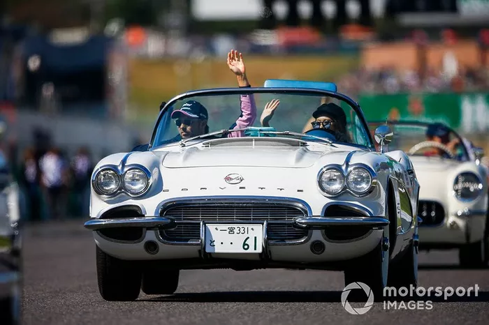 Sergio Perez, Racing Point, en el desfile de pilotos
