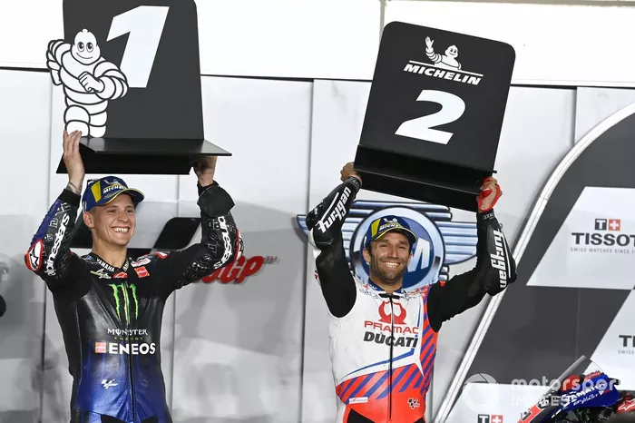 Ganador Fabio Quartararo, Yamaha Factory Racing, Segundo lugar Johann Zarco, Pramac Racing