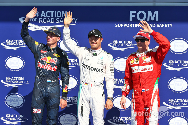 Polesitter Nico Rosberg, 2. Max Verstappen, 3. Kimi Räikkönen