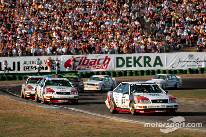 Hans-Joachim Stuck, Audi V8 quattro, vor seinen Audi-Markenkollegen Frank Jelinski und Walter Röhrl