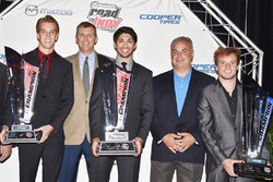 USF2000 champion Oliver Askew, Indy Lights champion Kyle Kaiser, Pro Mazda champion Victor Franzoni, John Doonan