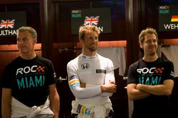 David Coulthard, Jenson Button y Sebastian Vettel