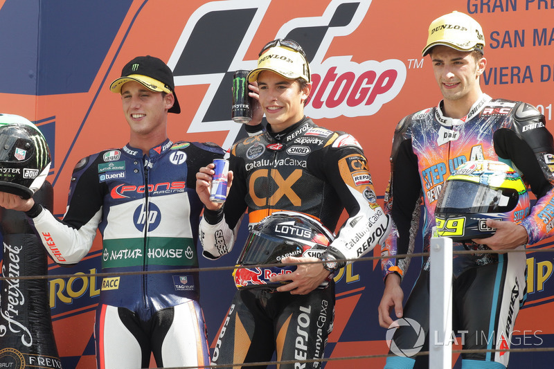 Podium: 1. Marc Marquez, 2. Pol Espargaro, 3. Andrea Iannone