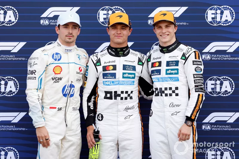 Charles Leclerc, Ferrari, Lando Norris, McLaren, Oscar Piastri