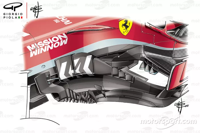 Ferrari SF71H: Bargeboard usado no GP dos Estados Unidos