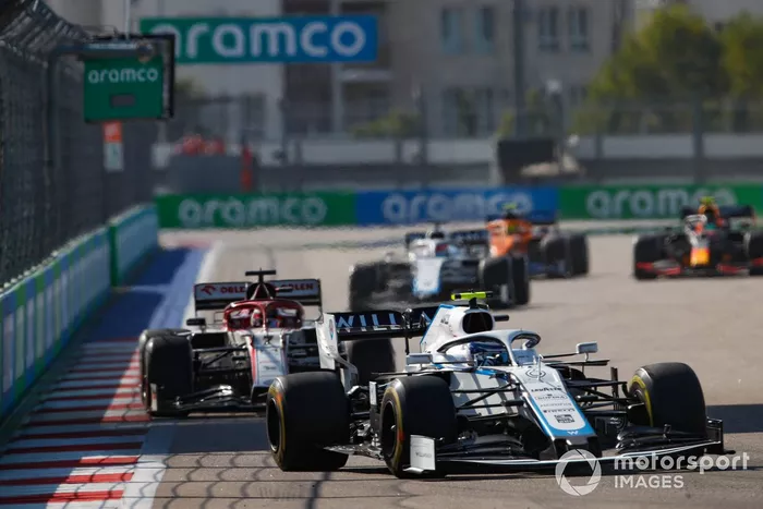 Nicholas Latifi, Williams FW43, Kimi Raikkonen, Alfa Romeo Racing C39, George Russell, Williams FW43