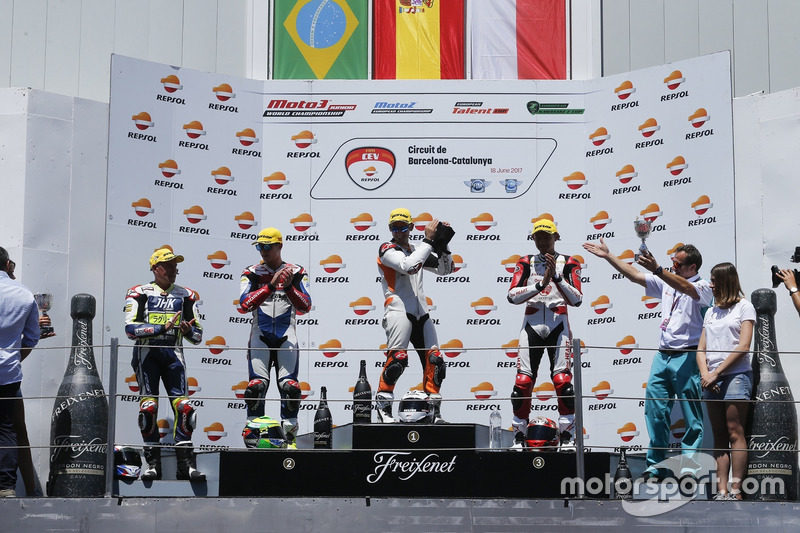 Podium CEV Moto2 Barcelona 2017: Dimas Ekky, Astra Honda Racing Team
