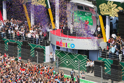 Podium: race winner Max Verstappen, Red Bull Racing, second place Valtteri Bottas, Mercedes AMG F1,