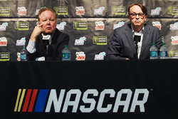 CEO and Chairman of NASCAR Brian France, NASCAR President Brent Dewar during a press conference