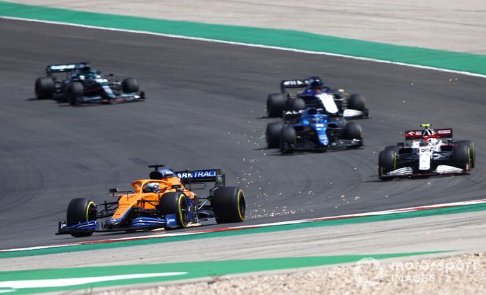 Daniel Ricciardo, McLaren MCL35M, Antonio Giovinazzi, Alfa Romeo Racing C41, Fernando Alonso, Alpine A521, George Russell, Williams FW43B, Lance Stroll, Aston Martin AMR21