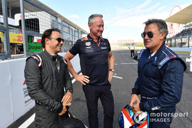 Felipe Massa, Jonathan Wheatley, Red Bull Racing Team Manager et Jean Alesi lors des Legends F1 30th Anniversary Lap Demonstration