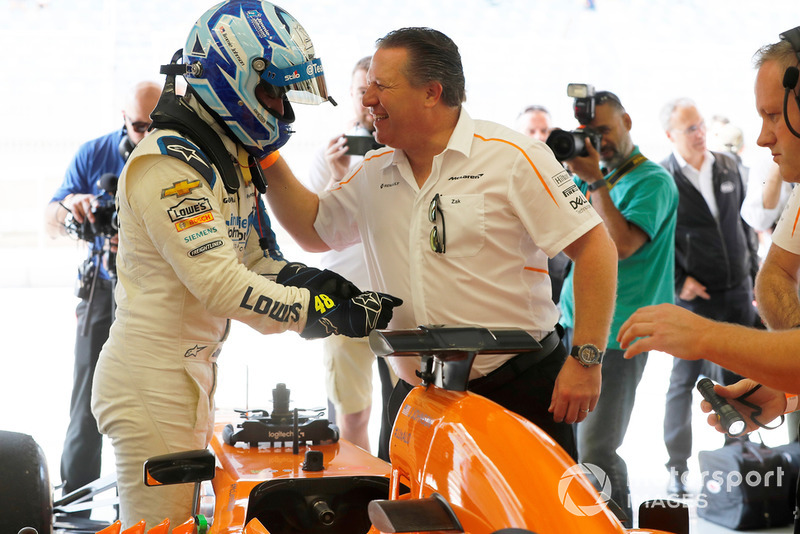 Jimmie Johnson in the McLaren and Zak Brown  