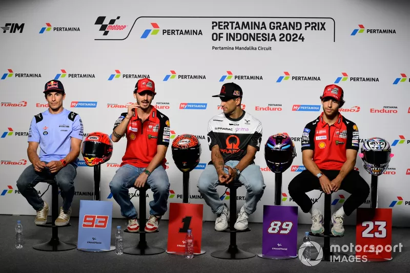 Marc Marquez, Gresini Racing, Francesco Bagnaia, Ducati Team, Jorge Martin, Pramac Racing, Enea Bastianini, Ducati Team