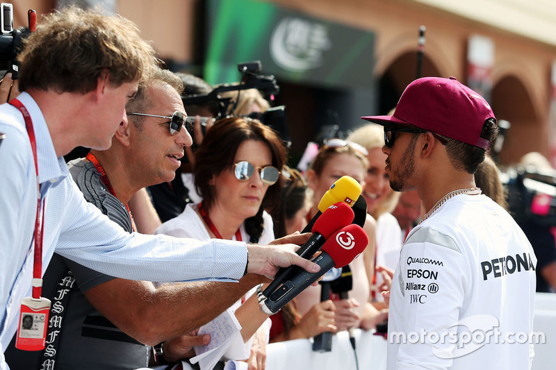 Lewis Hamilton, Mercedes AMG F1 with Kai Ebel, RTL TV Presenter