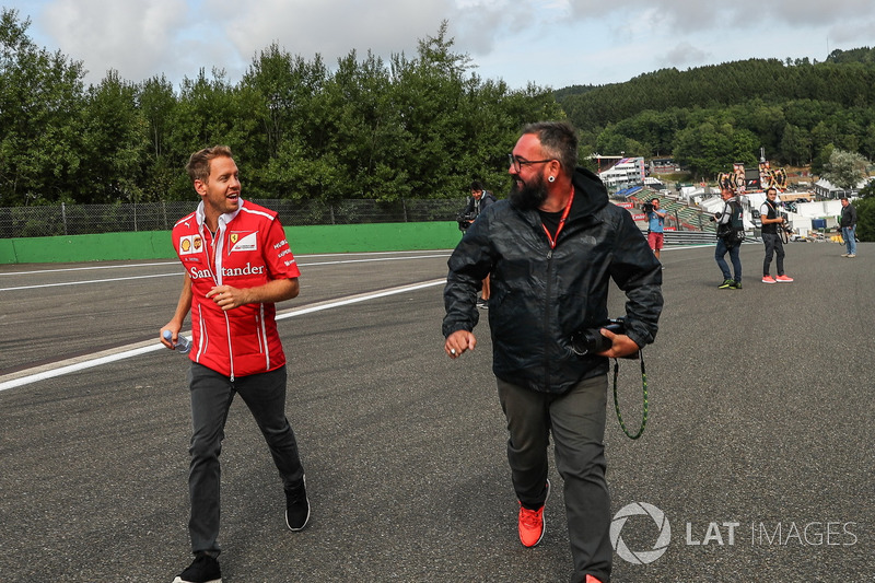 Sebastian Vettel, Ferrari walks the track