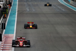 Kimi Raikkonen, Ferrari SF70H, leads Max Verstappen, Red Bull Racing RB13