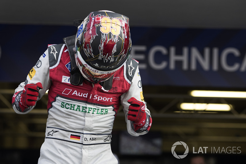 Daniel Abt, Audi Sport ABT Schaeffler, celebrates after winning the race