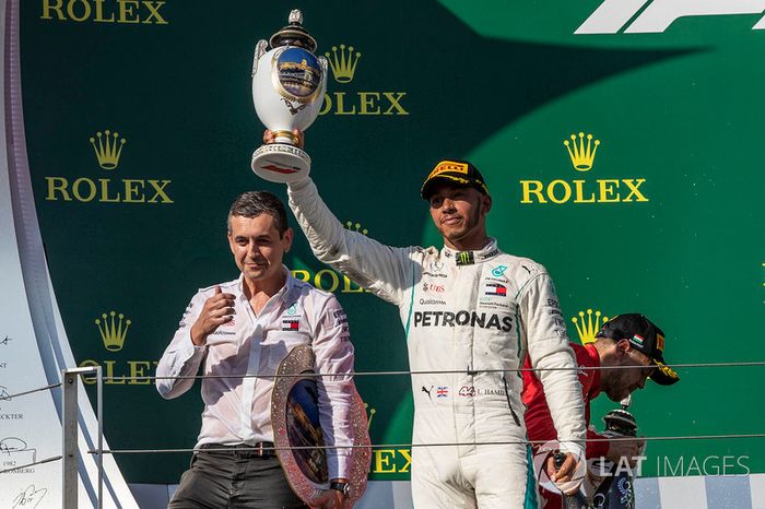Lewis Hamilton, Mercedes-AMG F1 celebra su victoria en el GP de Hungría