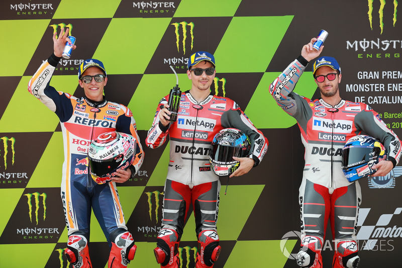 Top 3 after qualifying: Marc Marquez, Repsol Honda Team, Jorge Lorenzo, Ducati Team, Andrea Dovizioso, Ducati Team