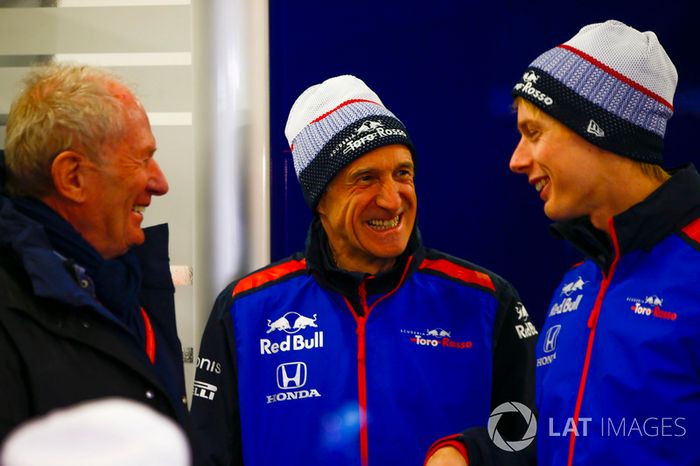 Helmut Marko, Franz Tost, Team Principal, Scuderia Toro Rosso, Brendon Hartley, Scuderia Toro Rosso