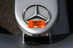 A Mercedes logo on the Valtteri Bottas Mercedes AMG F1 W09