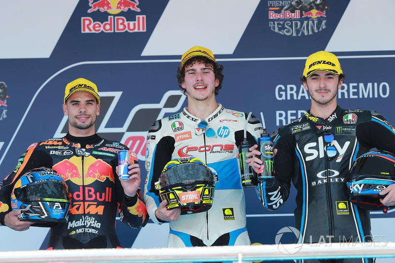 Miguel Oliveira, Red Bull KTM Ajo Lorenzo Baldassarri, Pons HP40 Francesco Bagnaia, Sky Racing Team VR46