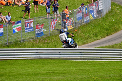 Race retiree Valtteri Bottas, Mercedes-AMG F1 on a scooter