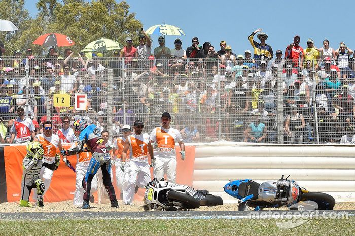 Jack Miller, Estrella Galicia 0,0 Marc VDS, Alvaro Bautista, Aspar Racing Team, caída