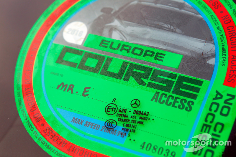 Car pass for Bernie Ecclestone