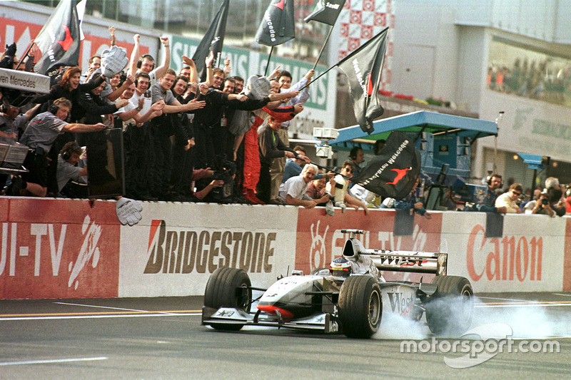 Checkerd flag for Mika Hakkinen, McLaren