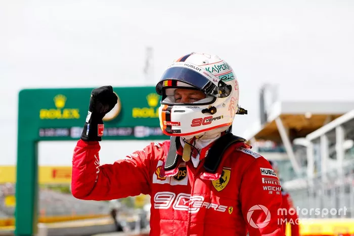 Sebastian Vettel celebra a pole