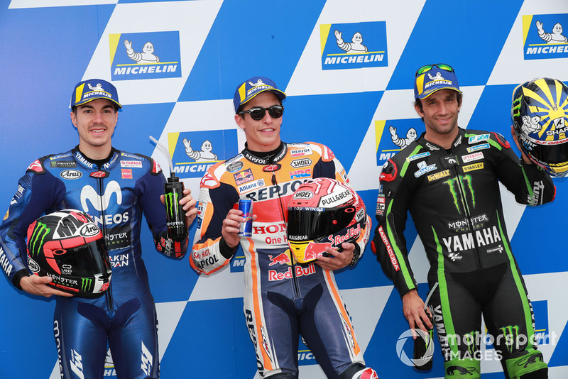(Ki-ka): Maverick Viñales, Yamaha Factory Racing, Marc Marquez, Repsol Honda Team, Johann Zarco, Monster Yamaha Tech 3