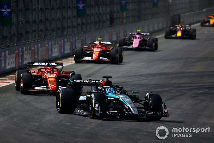 George Russell, Mercedes F1 W15, Charles Leclerc, Ferrari SF-24, Carlos Sainz, Ferrari SF-24