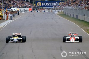 Nelson Piquet, Williams FW11 Honda, Keke Rosberg, McLaren MP4/2 TAG Prosche
