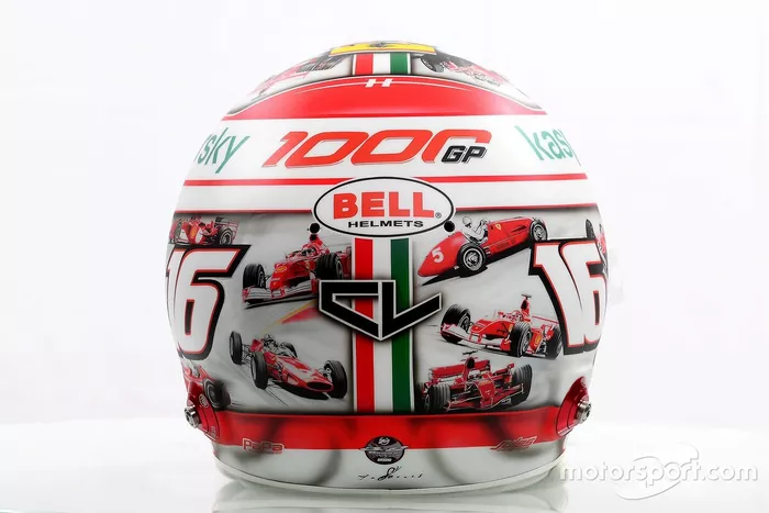 El casco de Charles Leclerc, Ferrari en Mugello