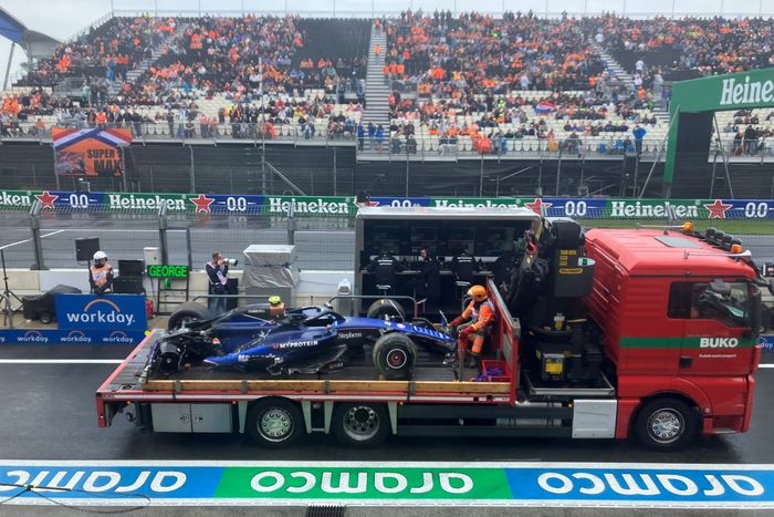 Coche de Logan Sargeant, Williams FW46 tras su accidente