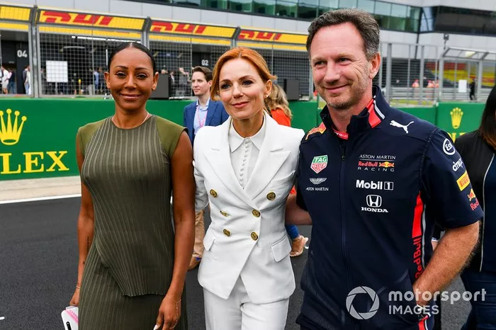 Melanie C, Geri Horner y Christian Horner, Team Principal, Red Bull Racing