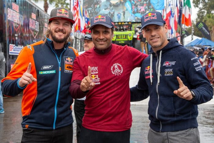 Toby Price, Nasser Al-Attiyah y Mathieu Baumel