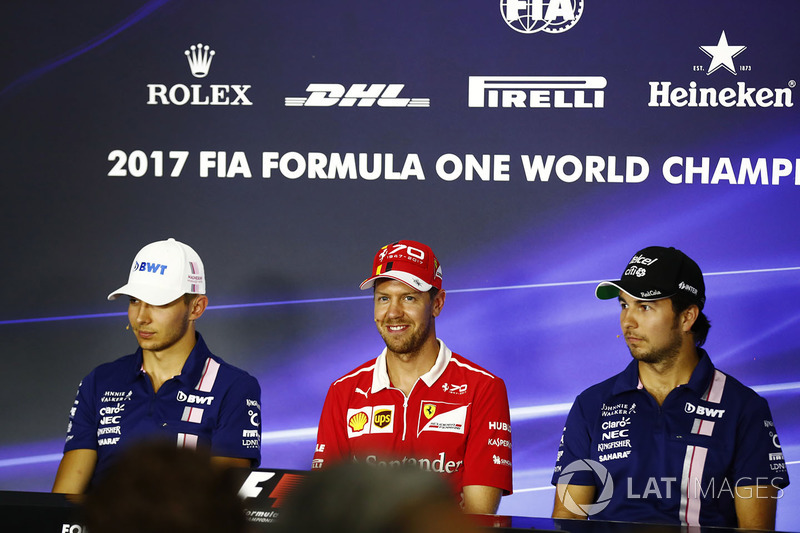 Press conference: Esteban Ocon, Force India, Sebastian Vettel, Ferrari, Sergio Perez, Force India