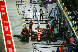 Stoffel Vandoorne, McLaren MCL32, makes a stop