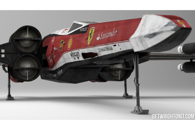 Star Wars X-Wing con la decoración de Ferrari