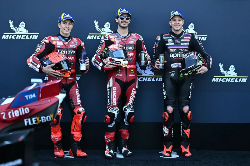 Francesco Bagnaia, Ducati Team, Marco Bezzecchi, Aprilia Racing, Marc Marquez, Ducati Team