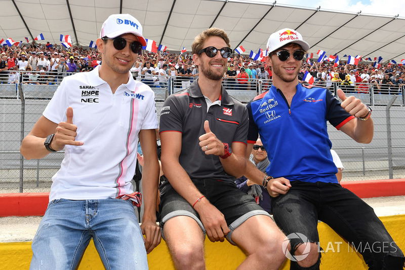 Esteban Ocon, Force India F1, Romain Grosjean, Haas F1 y Pierre Gasly, Scuderia Toro Rosso